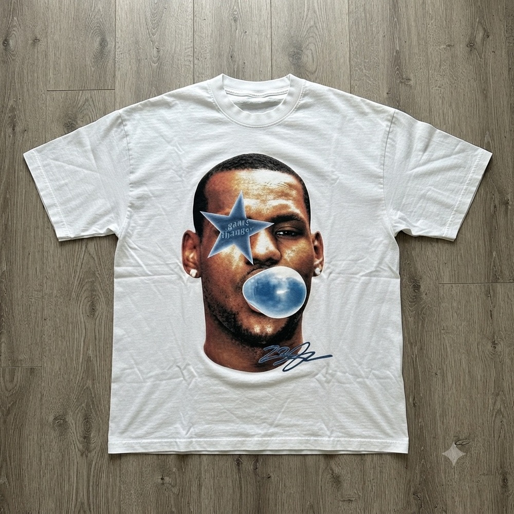 Lebron James Bubble Gum Blue Boxy Cotton Tee Shirt